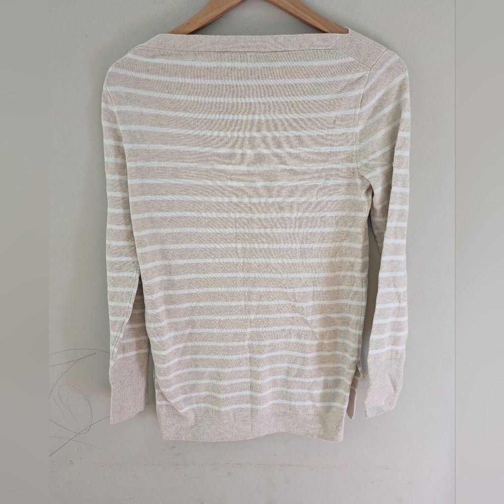 J Crew Cream Stripe Boatneck Sweater Top Size XS